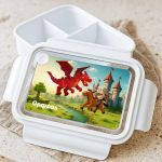 Δοχείο Φαγητού Παιδικό, Λευκό με Σχέδιο Κάστρα & Δράκοι