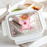 Παιδικό Δοχείο Φαγητού, Λευκό με Σχέδιο Ροζ Πεταλούδα