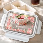 Παιδικό Δοχείο Φαγητού Λευκό – Lunch Box με Τριαντάφυλλα