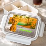 Δοχείο Φαγητού Παιδικό με Χώρισμα, Λευκό με Λιονταράκι