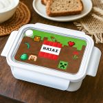 Δοχείο Φαγητού Παιδικό, Λευκό με Σχέδιο Retro Gaming