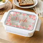Παιδικό Δοχείο Φαγητού Λευκό – Lunch Box με Τριαντάφυλλα