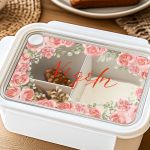 Παιδικό Δοχείο Φαγητού Λευκό – Lunch Box με Τριαντάφυλλα