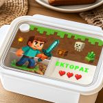 Λευκό Παιδικό Δοχείο Φαγητού με Πολεμιστή Video Game