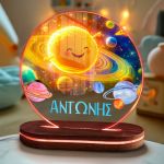 Φωτιστικό για Παιδικό Δωμάτιο με Όνομα & Σχέδιο Πλανήτες