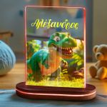 Φωτιστικό για Παιδικό Δωμάτιο με Όνομα & Σχέδιο Δεινόσαυρο