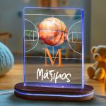 Φωτιστικό για Παιδικό Δωμάτιο με Όνομα & Σχέδιο Μπάσκετ