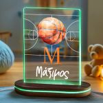 Φωτιστικό για Παιδικό Δωμάτιο με Όνομα & Σχέδιο Μπάσκετ