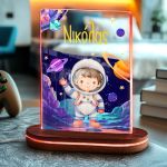 Φωτιστικό για Παιδικό Δωμάτιο με Όνομα & Σχέδιο Αστροναύτη