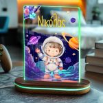 Φωτιστικό για Παιδικό Δωμάτιο με Όνομα & Σχέδιο Αστροναύτη