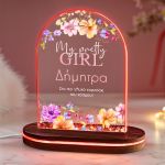 Επιτραπέζιο Φωτιστικό για Παιδιά με Όνομα & Σχέδιο Λουλούδια
