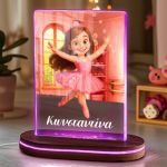Επιτραπέζιο Φωτιστικό για Παιδιά με Όνομα & Ροζ Μπαλαρίνα
