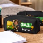Σχολική Κασετίνα Μαύρη με Όνομα & Κιτρινόμαυρο Ποδοσφαιριστή