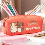 Σχολική Κασετίνα Κοραλί με Όνομα & Σχέδιο Σκυλάκια