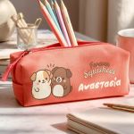 Σχολική Κασετίνα Κοραλί με Όνομα & Σχέδιο Σκυλάκια