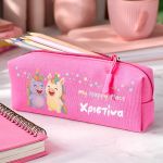 Προσωποποιημένη Σχολική Κασετίνα Φούξια με Σχέδιο Μονόκερο