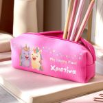 Προσωποποιημένη Σχολική Κασετίνα Φούξια με Σχέδιο Μονόκερο