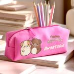 Σχολική Κασετίνα Φούξια με Όνομα & Σχέδιο Σκυλάκια