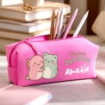 Προσωποποιημένη Σχολική Κασετίνα Φούξια με Σχέδιο Squishees