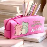 Προσωποποιημένη Σχολική Κασετίνα Φούξια με Σχέδιο Squishees