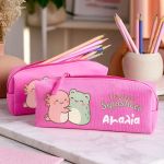 Προσωποποιημένη Σχολική Κασετίνα Φούξια με Σχέδιο Squishees