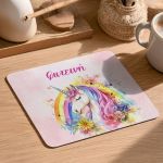 Παιδικό Mousepad για Κορίτσι με Όνομα και Σχέδιο Μονόκερο
