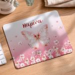Mousepad Παιδικό για Κορίτσι με Όνομα και Πεταλούδα Floral