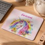 Παιδικό Mousepad για Κορίτσι με Όνομα και Σχέδιο Μονόκερο