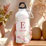 Αθλητικό Παγούρι Αλουμινένιο με Όνομα και Σχέδιο Λουλούδια