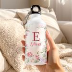 Αθλητικό Παγούρι Αλουμινένιο με Όνομα και Σχέδιο Λουλούδια