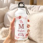 Παγούρι Αλουμινένιο Αθλητικό με Σχέδιο Πεταλούδες και Λουλούδια