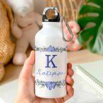 Παγούρι - Μπουκάλι Αλουμινένιο με Μπλε Λουλούδια