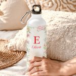 Αθλητικό Παγούρι Αλουμινένιο με Όνομα και Σχέδιο Λουλούδια