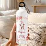 Παγούρι Αλουμινένιο Αθλητικό με Σχέδιο Πεταλούδες και Λουλούδια