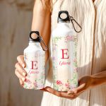 Αθλητικό Παγούρι Αλουμινένιο με Όνομα και Σχέδιο Λουλούδια