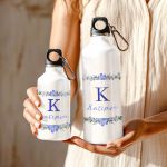 Παγούρι - Μπουκάλι Αλουμινένιο με Μπλε Λουλούδια