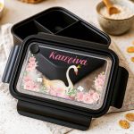 Παιδικό Μαύρο Δοχείο Φαγητού με Χώρισμα και Όνομα