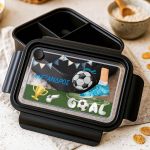 Παιδικό Δοχείο Φαγητού Μαύρο – Lunch Box με Ποδόσφαιρο