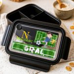 Δοχείο Φαγητού με Χωρίσματα Παιδικό Μαύρο με Ποδοσφαιριστή