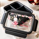 Παιδικό Δοχείο Φαγητού Μαύρο - Lunch Box με Χωρίσματα