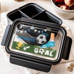 Παιδικό Δοχείο Φαγητού Μαύρο – Lunch Box με Ποδόσφαιρο