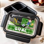 Δοχείο Φαγητού με Χωρίσματα Παιδικό Μαύρο με Ποδοσφαιριστή