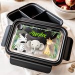 Παιδικό Δοχείο Φαγητού Μαύρο – Lunch Box με Ζώα του Δάσους