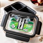 Μαύρο Παιδικό Δοχείο Φαγητού με Ασπρόμαυρη Φανέλα