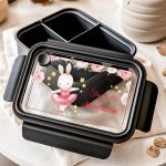 Παιδικό Δοχείο Φαγητού Μαύρο - Lunch Box με Χωρίσματα