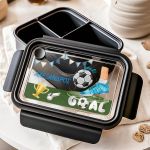 Παιδικό Δοχείο Φαγητού Μαύρο – Lunch Box με Ποδόσφαιρο