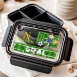 Δοχείο Φαγητού με Χωρίσματα Παιδικό Μαύρο με Ποδοσφαιριστή