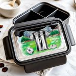 Μαύρο Παιδικό Δοχείο Φαγητού με Ασπρόμαυρη Φανέλα