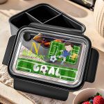 Δοχείο Φαγητού με Χωρίσματα Παιδικό Μαύρο με Ποδοσφαιριστή