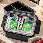 Μαύρο Παιδικό Δοχείο Φαγητού με Ασπρόμαυρη Φανέλα